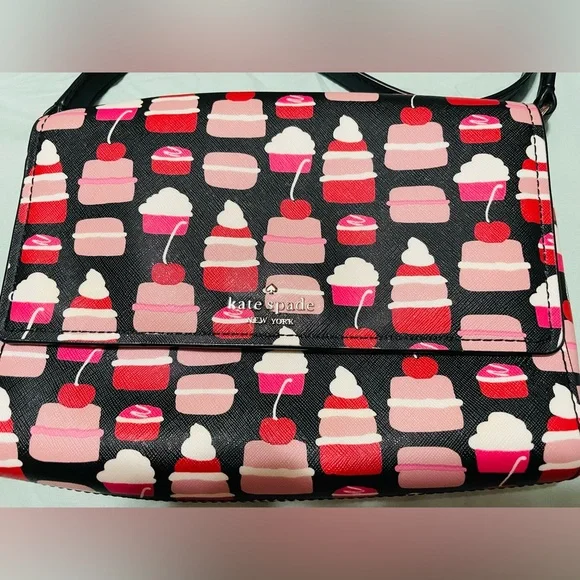 Kate Spade Black and Pink Dessert Pattern Crossbody Bag - Picture 3 of 8